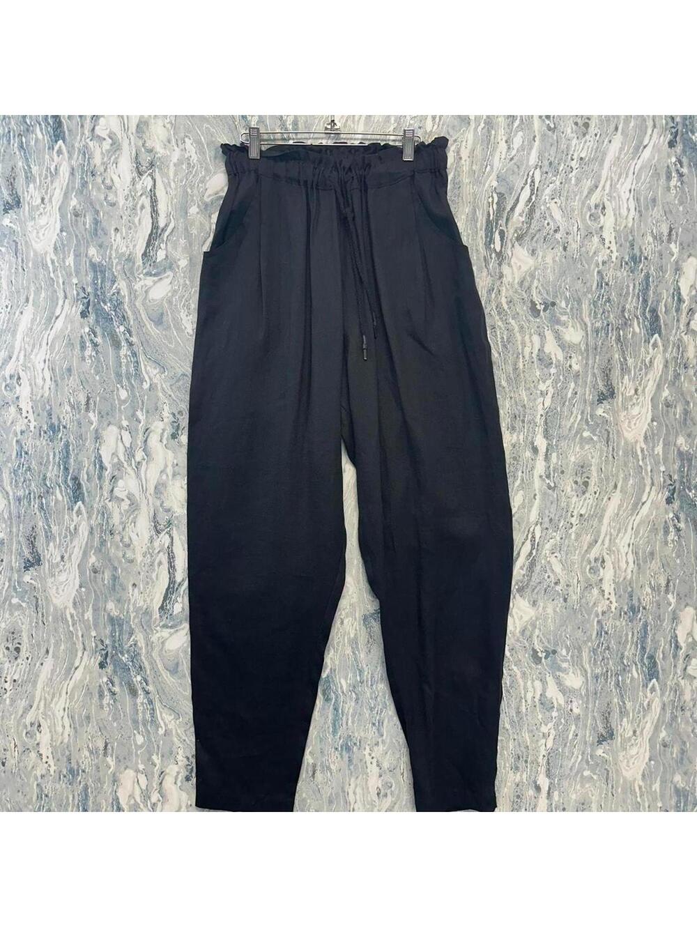 Minimalist Boho Casual Lagenlook Black Wide Leg Pants (2)